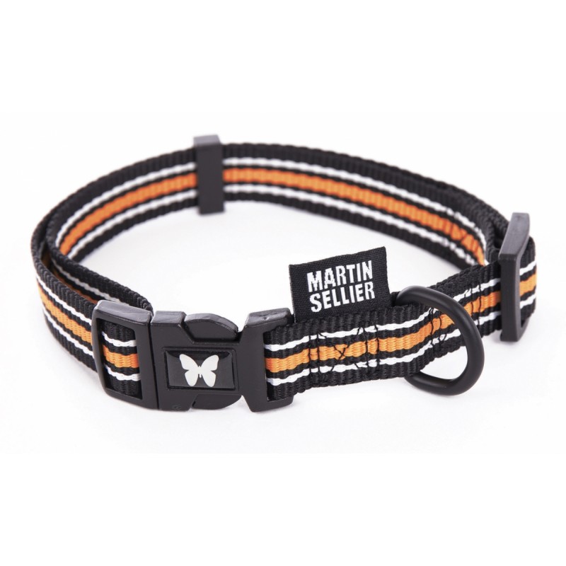 collier chien réglable trio noir orange martin sellier
