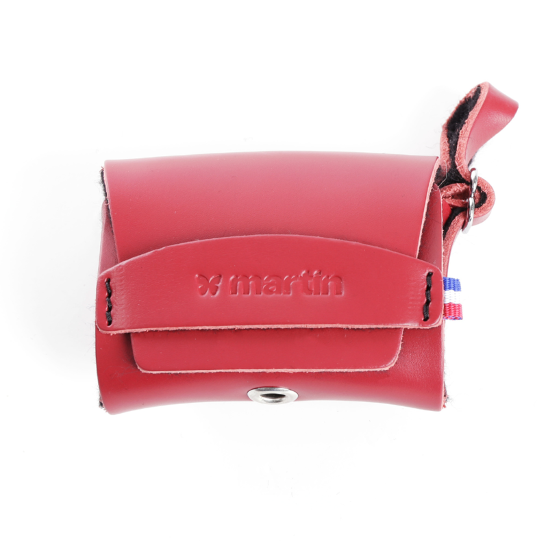 distributeur de sacs à crottes en cuir rouge poopidoo Martin Sellier