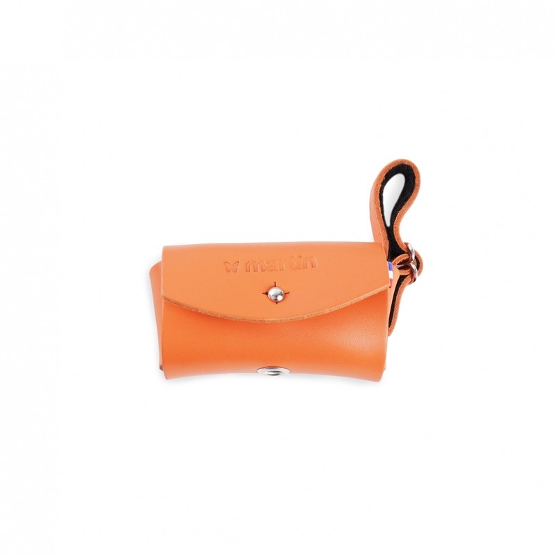 Distributeur de sacs à crottes en cuir orange Poopi MARTIN SELLIER