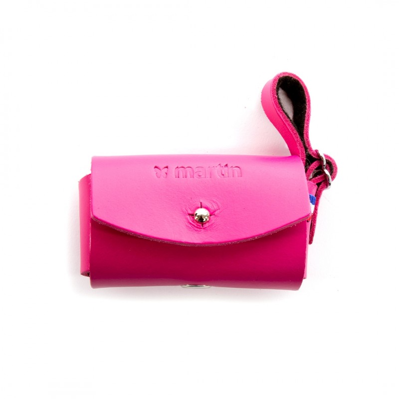 Distributeur de sacs à crottes en cuir rose Poopi MARTIN SELLIER