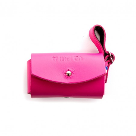 Distributeur de sacs à crottes en cuir rose Poopi MARTIN SELLIER