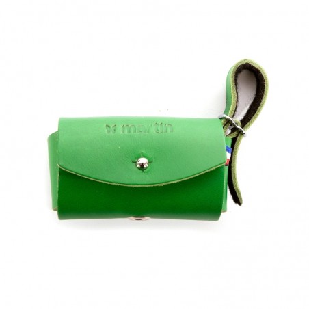 distributeur de sacs à crottes en cuir vert Poopi MARTIN SELLIER