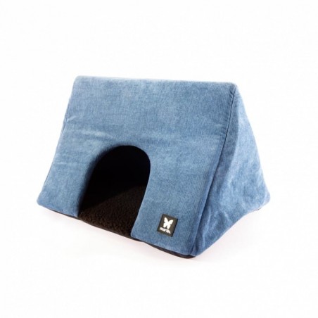 Maison pour chien bleue collection Élégante MARTIN SELLIER de profil
