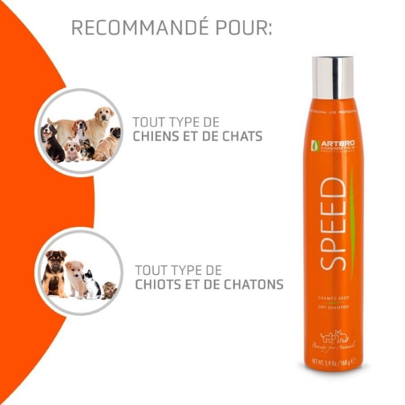 Recommandations du Shampooing sec pour chien speed artero