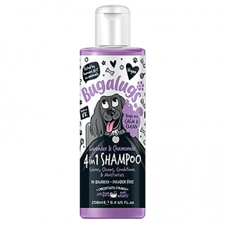 shampooing pour chien apaisant lavande et camomille  4 en 1 Bugalugs 250 ml