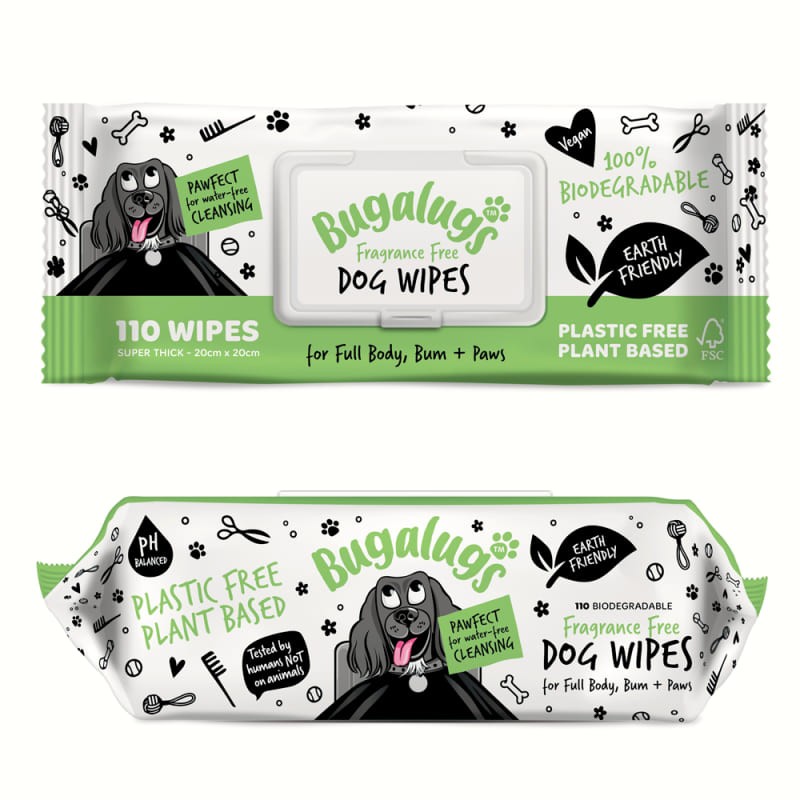 lingettes pour chien 100% biodégradables Bugalugs
