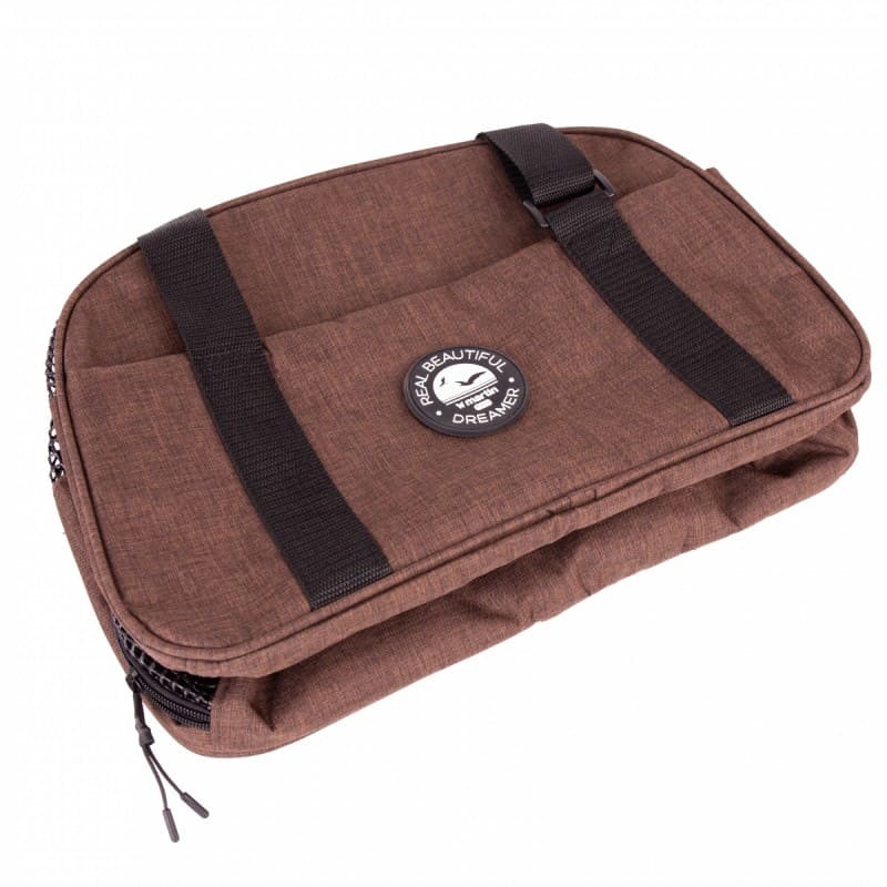 Sac De Transport pour chien marron orange Bowling Collection Real Dreamer MARTIN SELLIER posé à plat