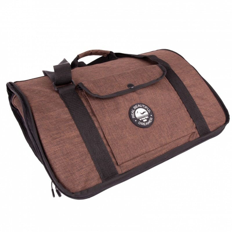 sac de transport pour chien marron et orange tunnel collection real dreamer martin sellier posé à plat