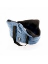 Le sac de transport pour chien bleu couchette collection élégante martin sellier se transforme en couchage