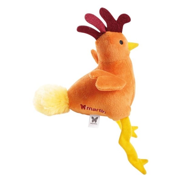 peluche pour chien coq orange martin sellier de profil