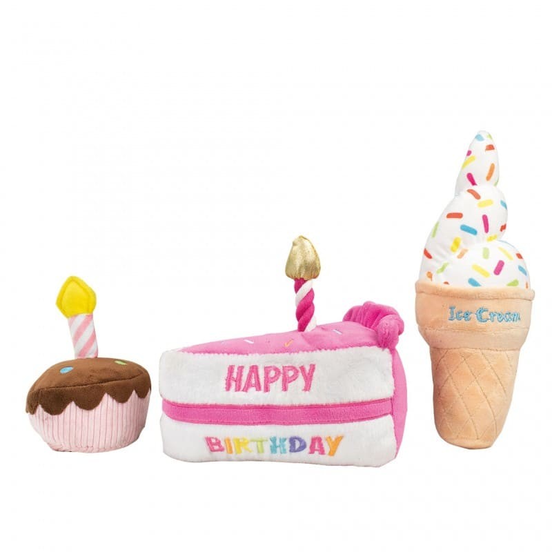 lot de 3 peluches pour chien birthday doogy