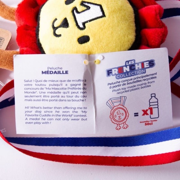 étiquette de la peluche pour chien médaille collection les frenchies martin sellier