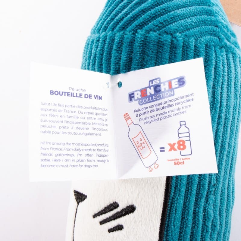 étiquette de la peluche pour chien bouteille de vin collection les frenchies MARTIN SELLIER