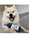 chien heureux avec la peluche pour chien bouteille de vin collection les frenchies
