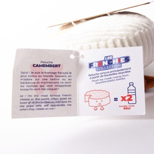 étiquette de la peluche pour chien camembert collection les frenchies