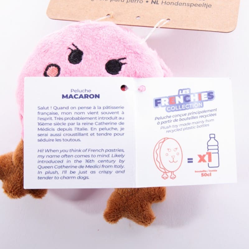 étiquette de la peluche pour chien macaron collection les frenchies martin sellier