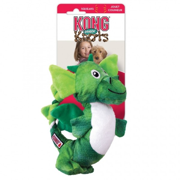 peluche pour chien dragon knots kong vert avec étiquette