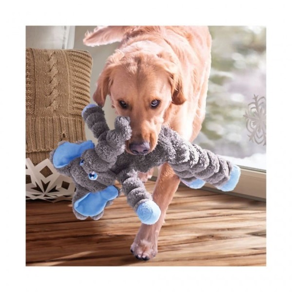 chien avec la peluche pour chien Shakers Crumples Elephant XL kong