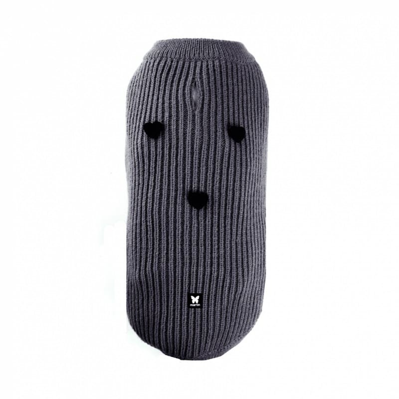Pull pour chien gris coeur martin sellier de dos