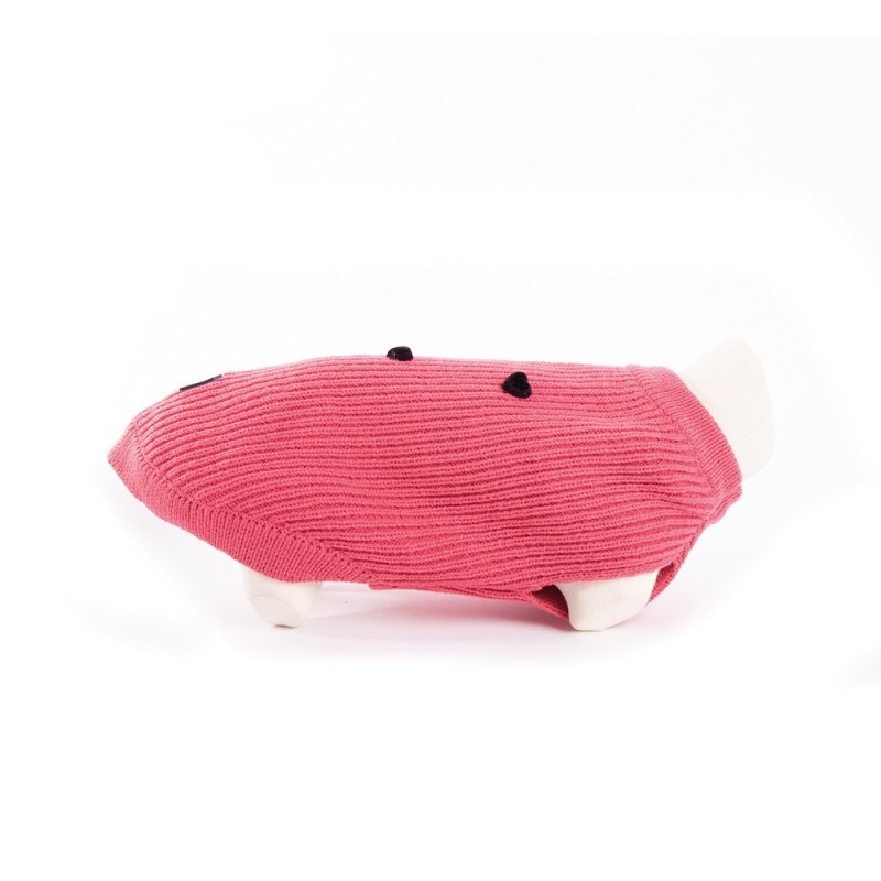 pull pour chien rose coeur martin sellier de profil