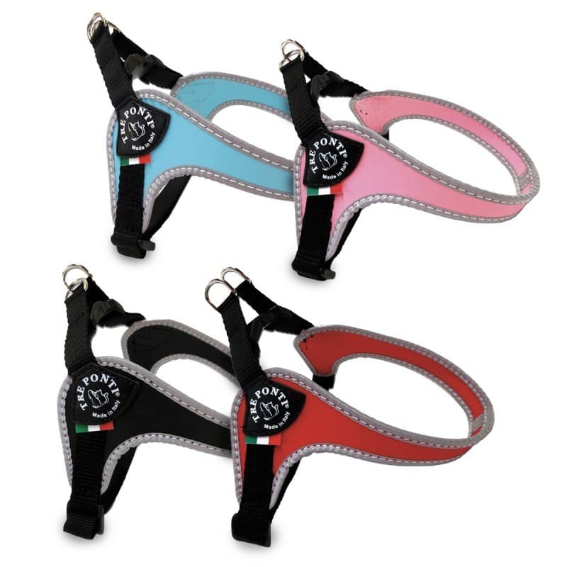 harnais pour chien rouge réglable réfléchissant classique tre ponti disponible dans d'autres coloris