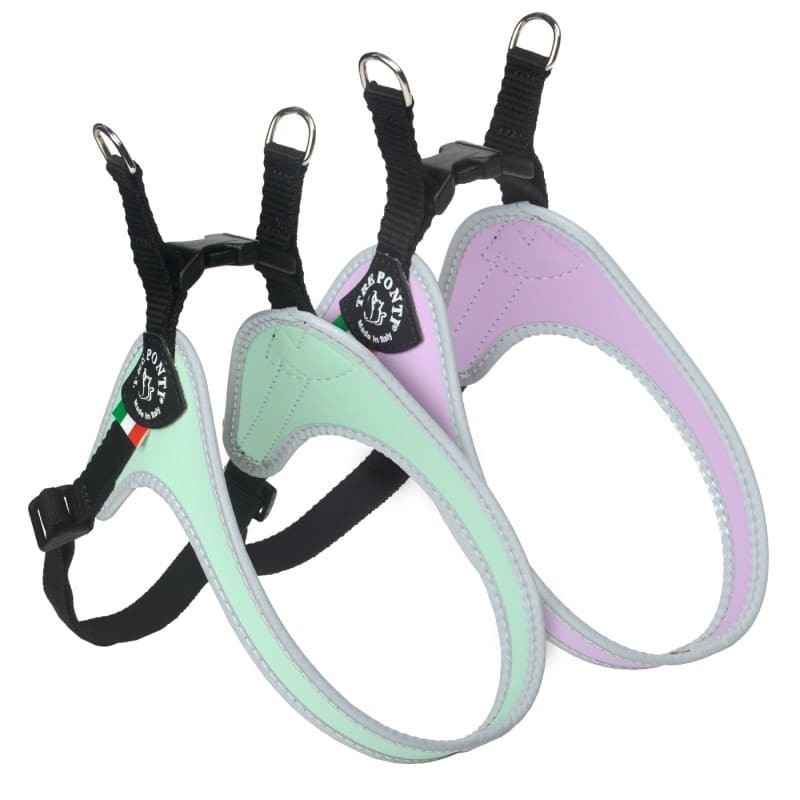 harnais pour chien réglable réfléchissant pastel tre ponti disponible en mauve ou menthe