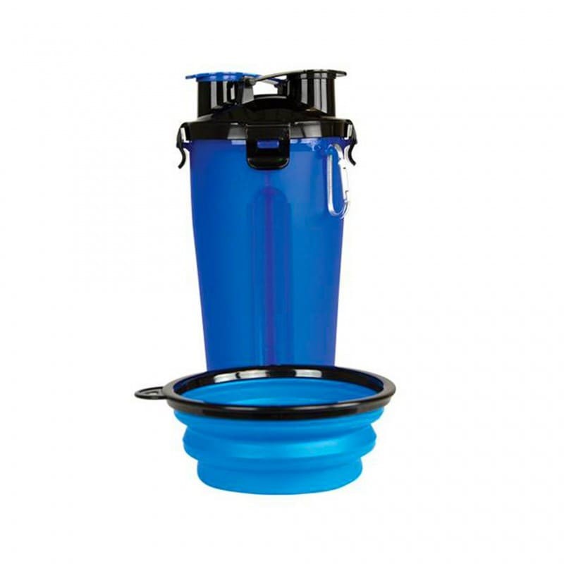 Gourde pour chien promenade duo Doogy avec gamelle rétractable