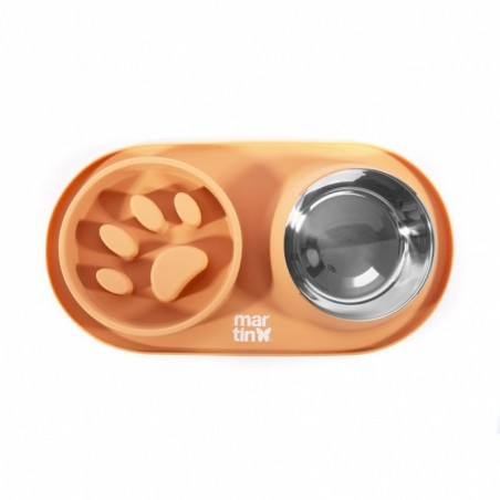 Gamelle pour chien anti gouton orange en silicone MARTIN SELLIER