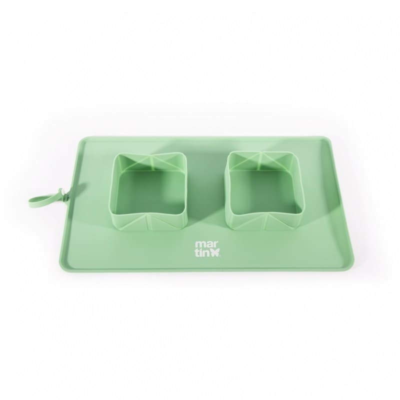 Gamelle pour chien double pliable en silicone verte MARTIN SELLIER