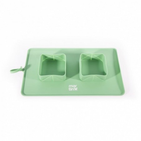Gamelle pour chien double pliable en silicone verte MARTIN SELLIER