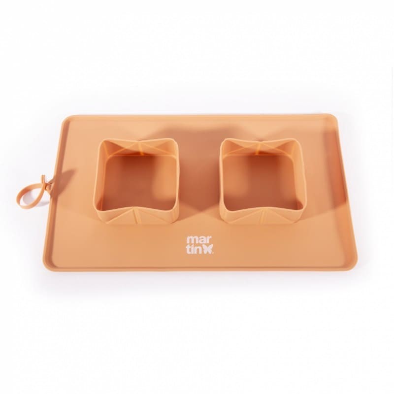 Gamelle pour chien double pliable en silicone orange MARTIN SELLIER