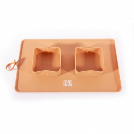 Gamelle pour chien double pliable en silicone orange MARTIN SELLIER