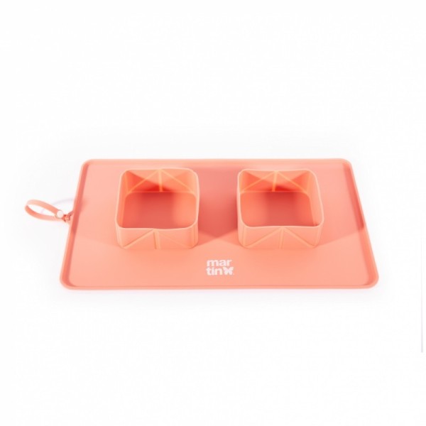 Gamelle double pliable en silicone rose pour chien et chat MARTIN SELLIER