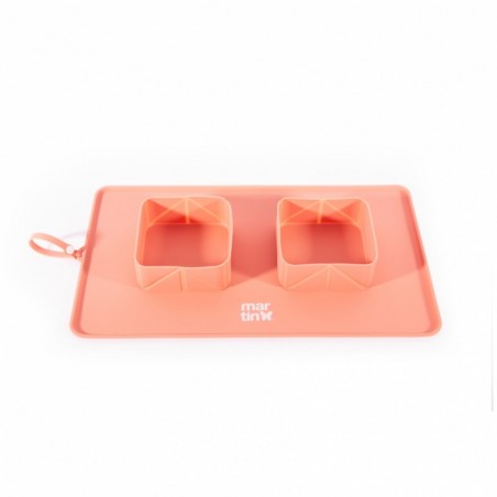 Gamelle pour chien double pliable en silicone rose MARTIN SELLIER