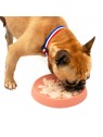 chien qui mange dans la gamelle pour chien anti glouton en silicone rose MARTIN SELLIER