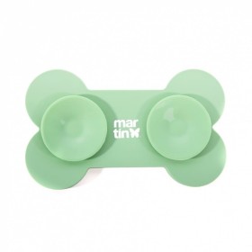 Tapis de léchage pour chien vert en silicone os MARTIN SELLIER avec ventouses à l'arrière