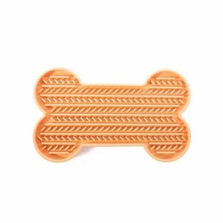 Tapis de léchage pour chien orange en silicone os MARTIN SELLIER