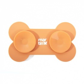 Tapis de léchage pour chien orange en silicone os MARTIN SELLIER avec ventouses à l'arrière
