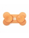 Tapis de léchage pour chien orange en silicone os MARTIN SELLIER avec ventouses à l'arrière