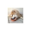 chien qui lèche la gamelle de léchage pour chien orange en silicone MARTIN SELLIER