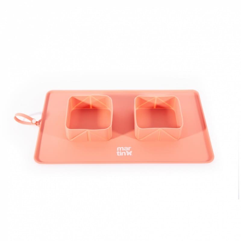 gamelle pour chat double pliable silicone rose martin sellier