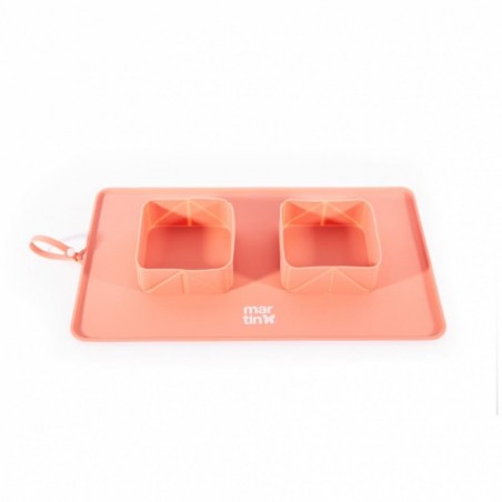 gamelle pour chat double pliable silicone rose martin sellier