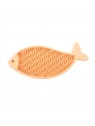 tapis de léchage pour chat orange en silicone poisson MARTIN SELLIER de face