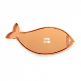 tapis de léchage pour chat orange en silicone poisson MARTIN SELLIER de dos
