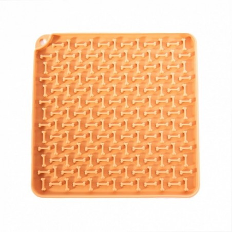 Tapis de léchage chat orange silicone carré MARTIN SELLIER