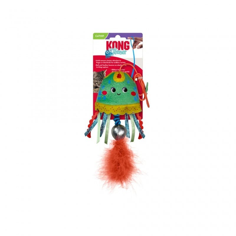 jouet pour chat teaser jellyfish kong vert avec emballage