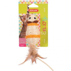 jouet pour chat en sisal souris Zolux avec emballage coloris jaune