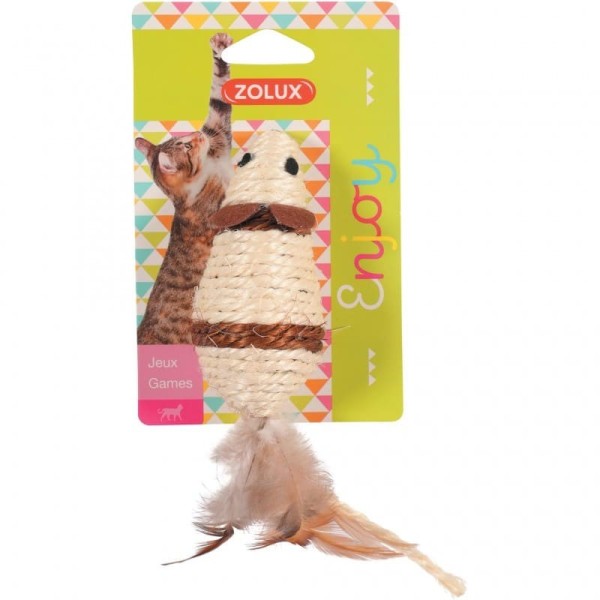jouet pour chat en sisal souris Zolux avec emballage coloris marron