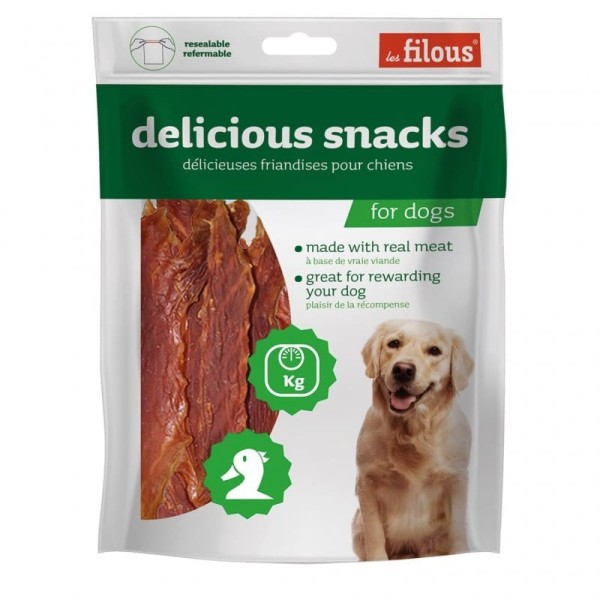 friandises pour chien filets de canard tendres Les Filous dans leur emballage