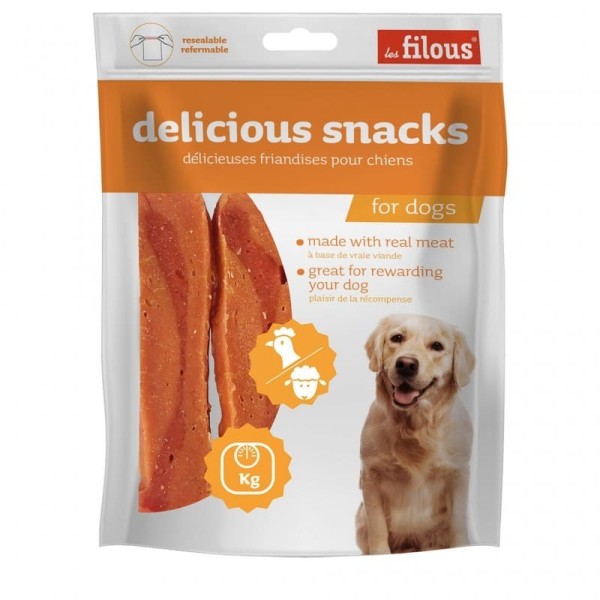 friandises pour chien filets poulet et agneau  Les Filous dans leur emballage